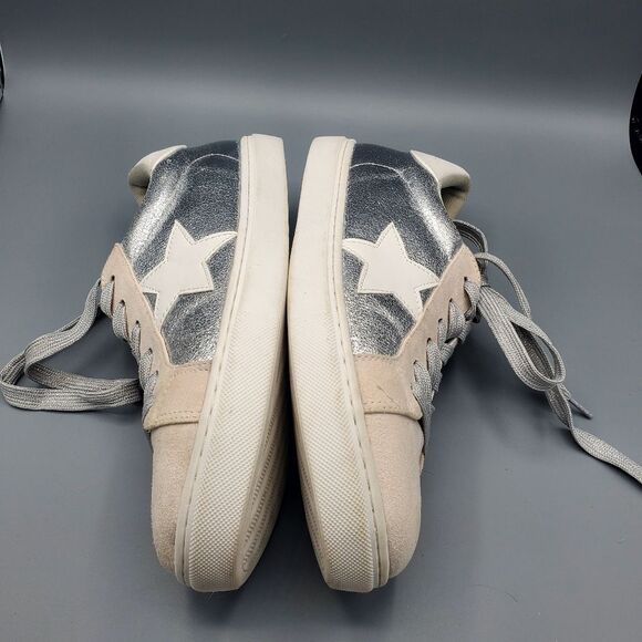 Party Beige Silver Metalic and Beige Suede Sneakers features a Star Size 10 - Picture 2 of 7